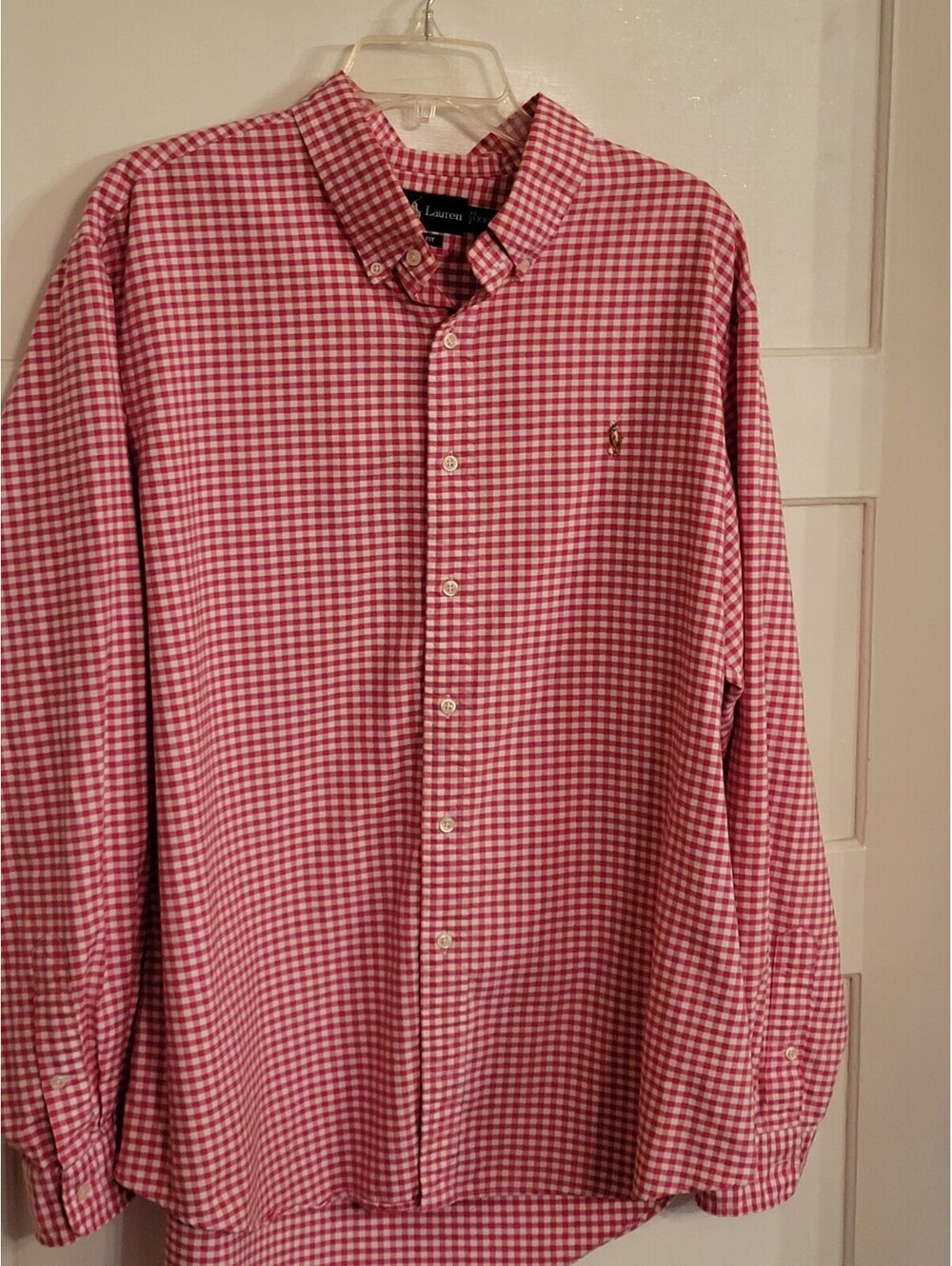 Polo Ralph Lauren Men's Non Iron Red Gingham Button Down Shirt  15.5 33 Classic